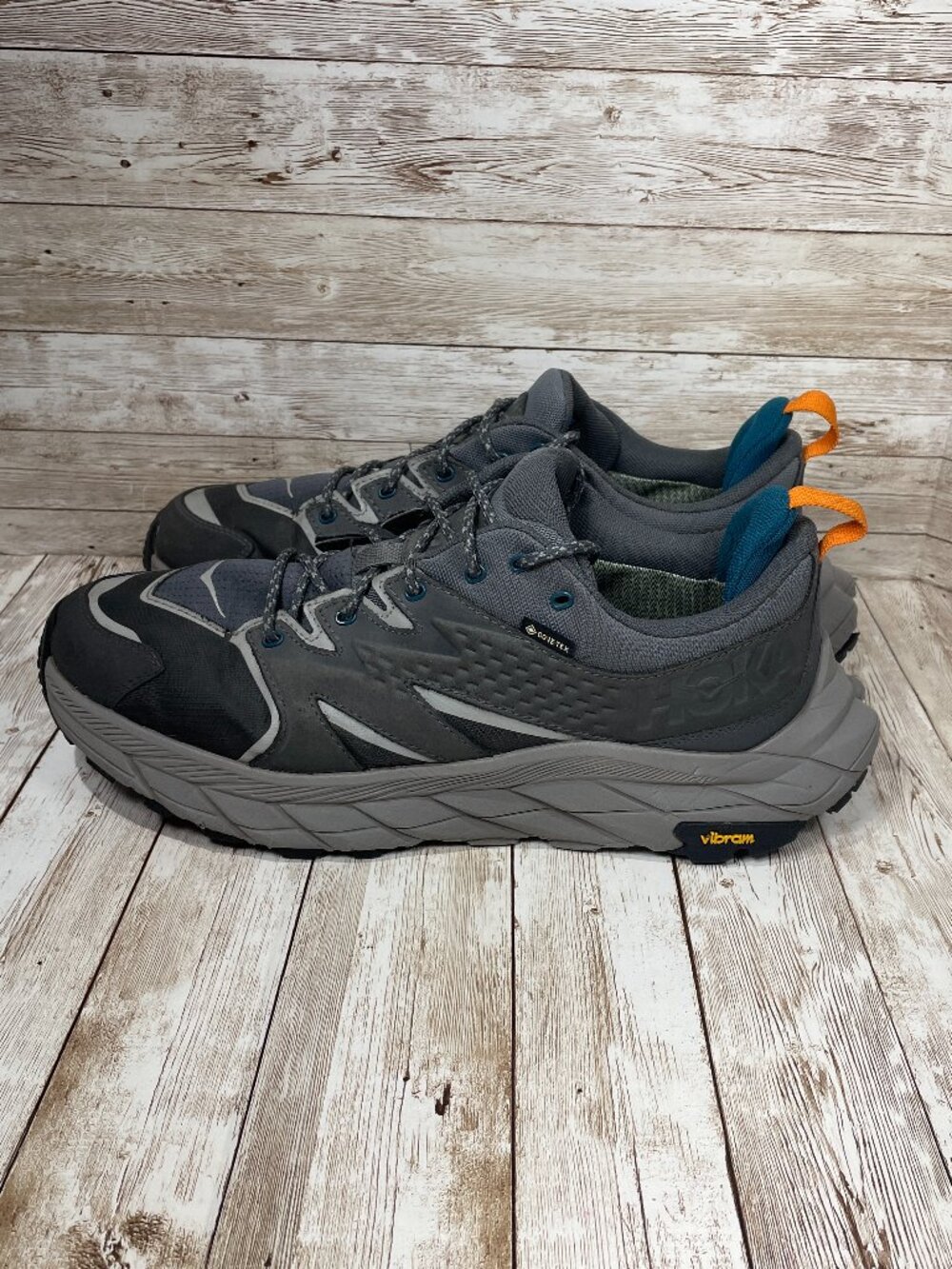 Hoka One Anacapa Low Gtx Men's 10 D Vibram Lace Up Gray Hiking Shoes Sneakers - Picture 3 of 9